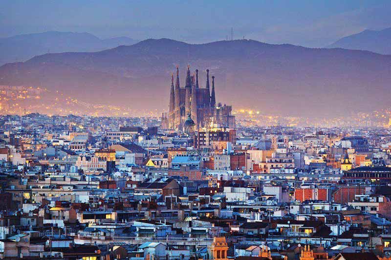 Vista da cidade de Barcelona no inverno