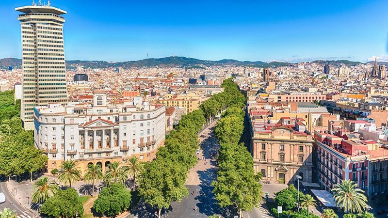 Vista de Las Ramblas em Barcelona