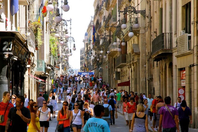 Rua de compras em Barcelona