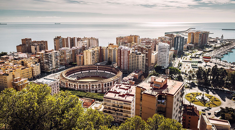 Vista aérea da cidade de Málaga