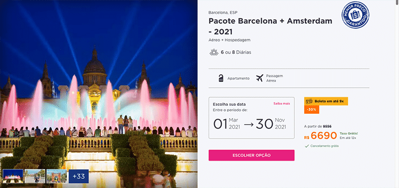 Pacote Hurb para Barcelona + Amsterdã por R$ 6.690
