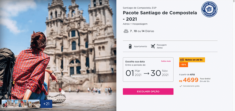 Pacote Hurb para Santiago de Compostela por R$ 4.699