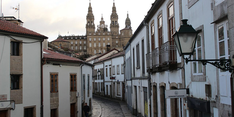 Ruas de Santiago de Compostela durante o inverno