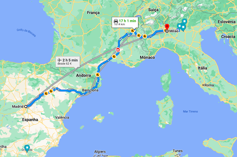 Roteiro: viagem entre Madri e Milão